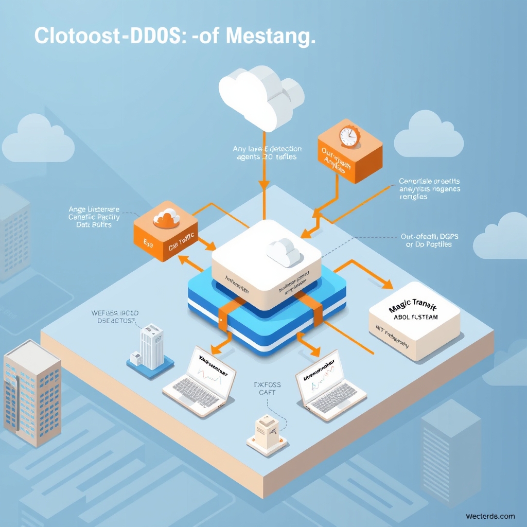 How Cloudflare Handles DDoS Attacks architecture illustration